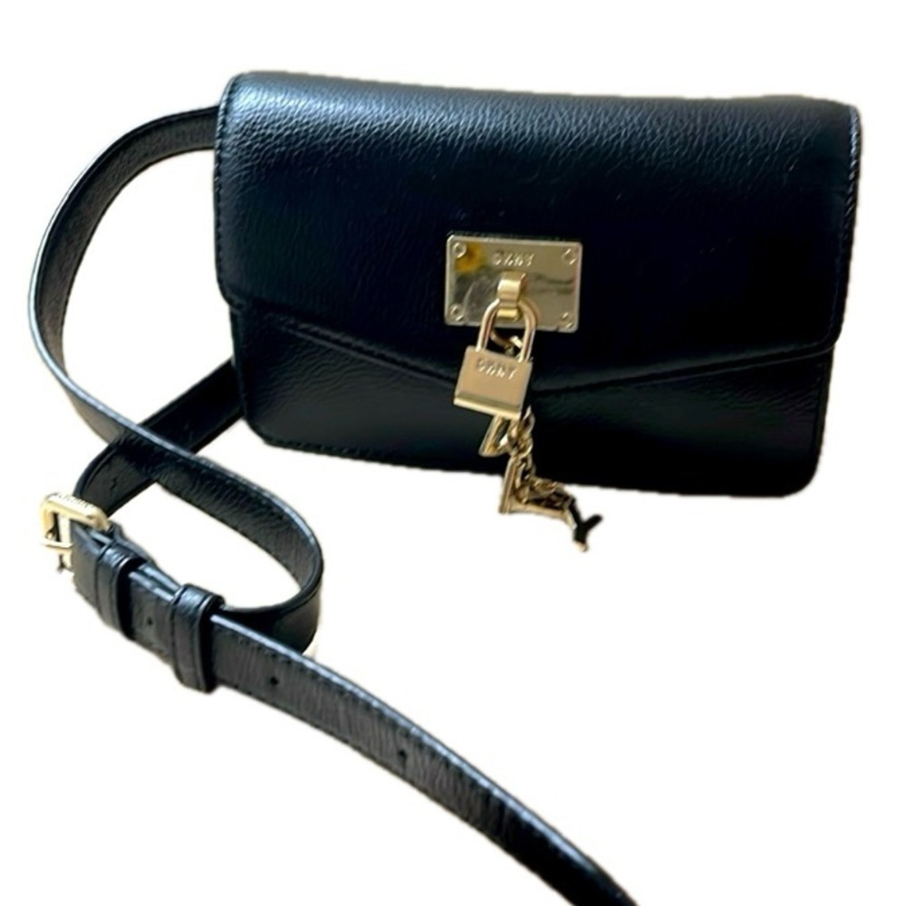 DKNY Elissa Cow Leather Belt Bag, Black, Goldtone Hardware - Picture 5 of 13